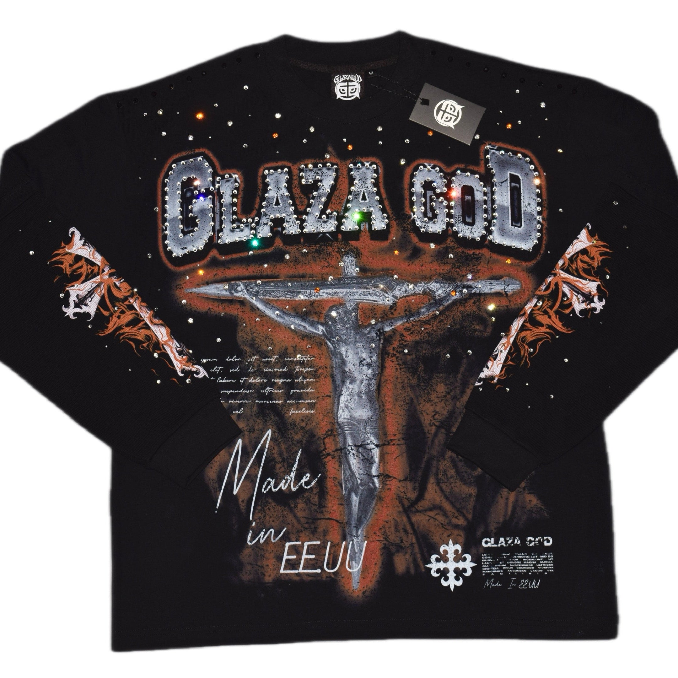 CRUCIFIXION - Long Sleeve--ORANGE – GLAZA GOD
