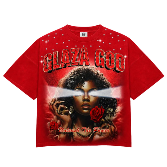 Flowers - Heavyweight Terry Oversized Tee- Red