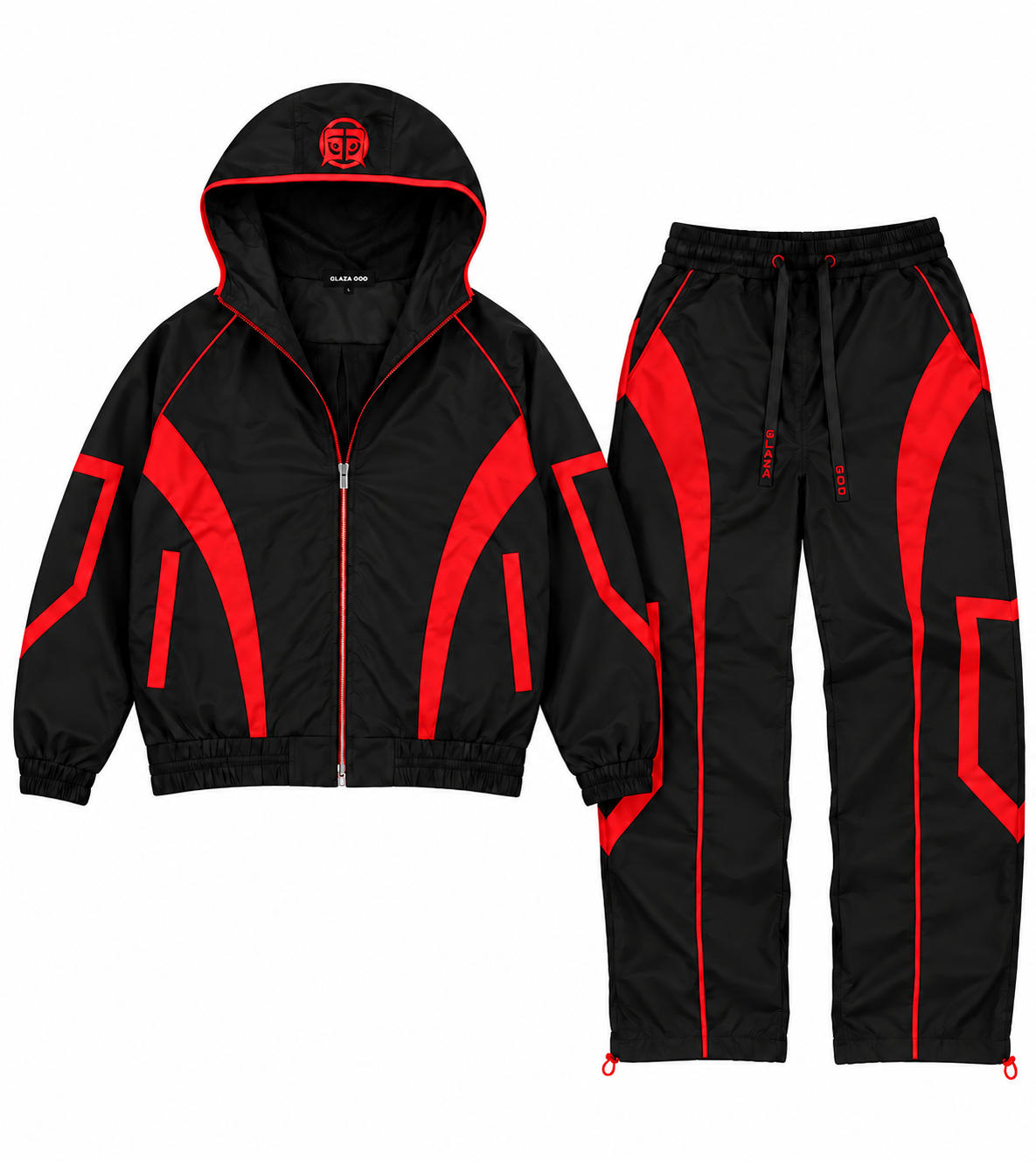 Premium Nylon Tracksets  - BLACK AND RED