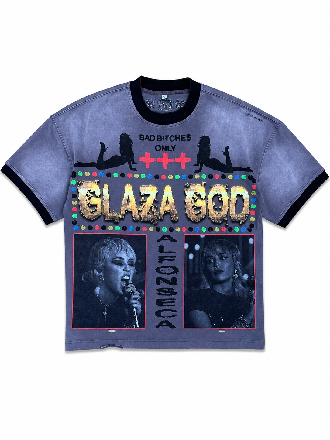 Cute - Distressed Acid Wash Oversized Tee -GRAY 01