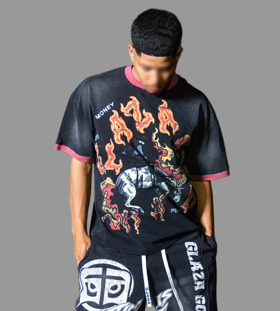 The Colt- Distressed Acid Wash Oversized Tee - 01