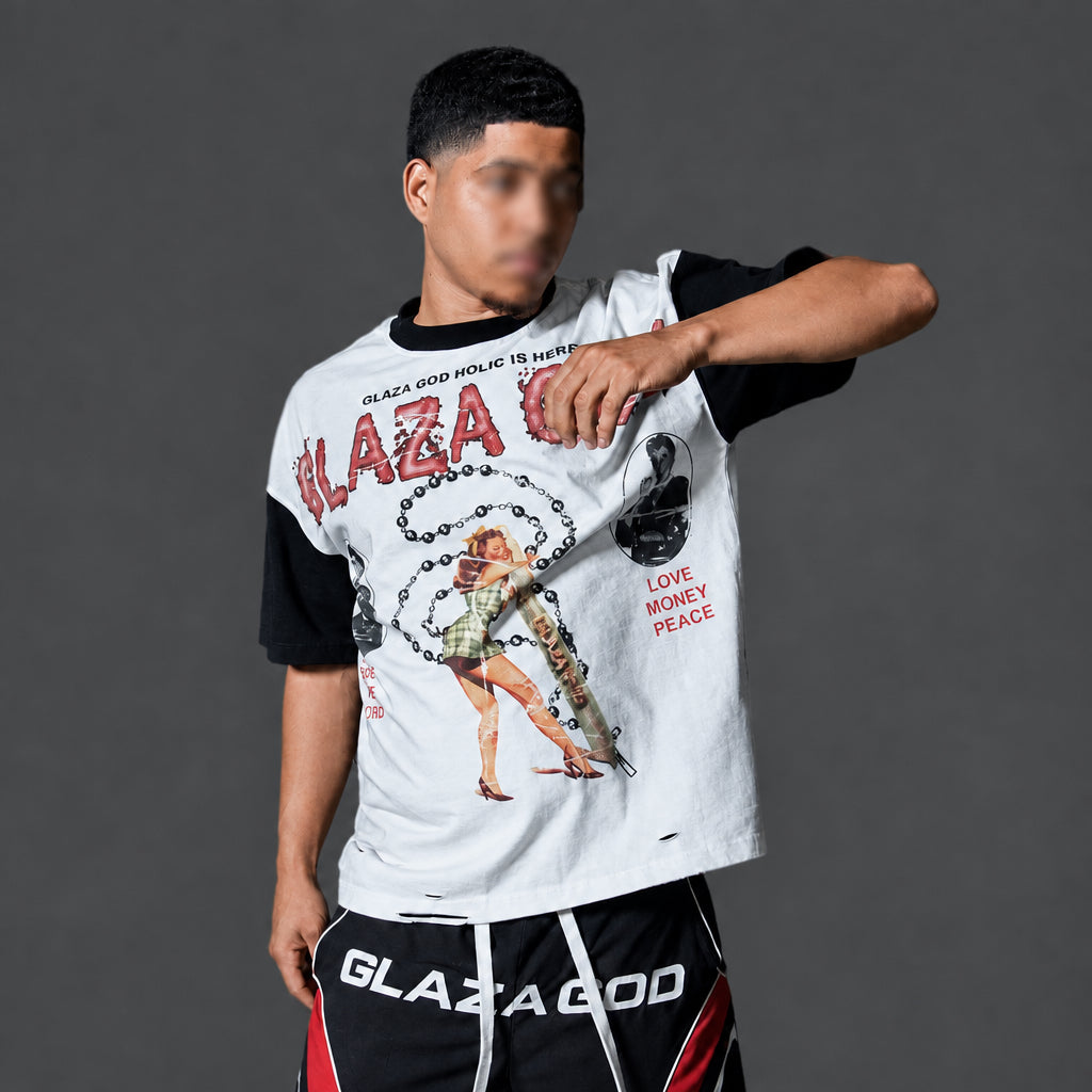 La Santa -Distressed Acid Wash Oversized Tee