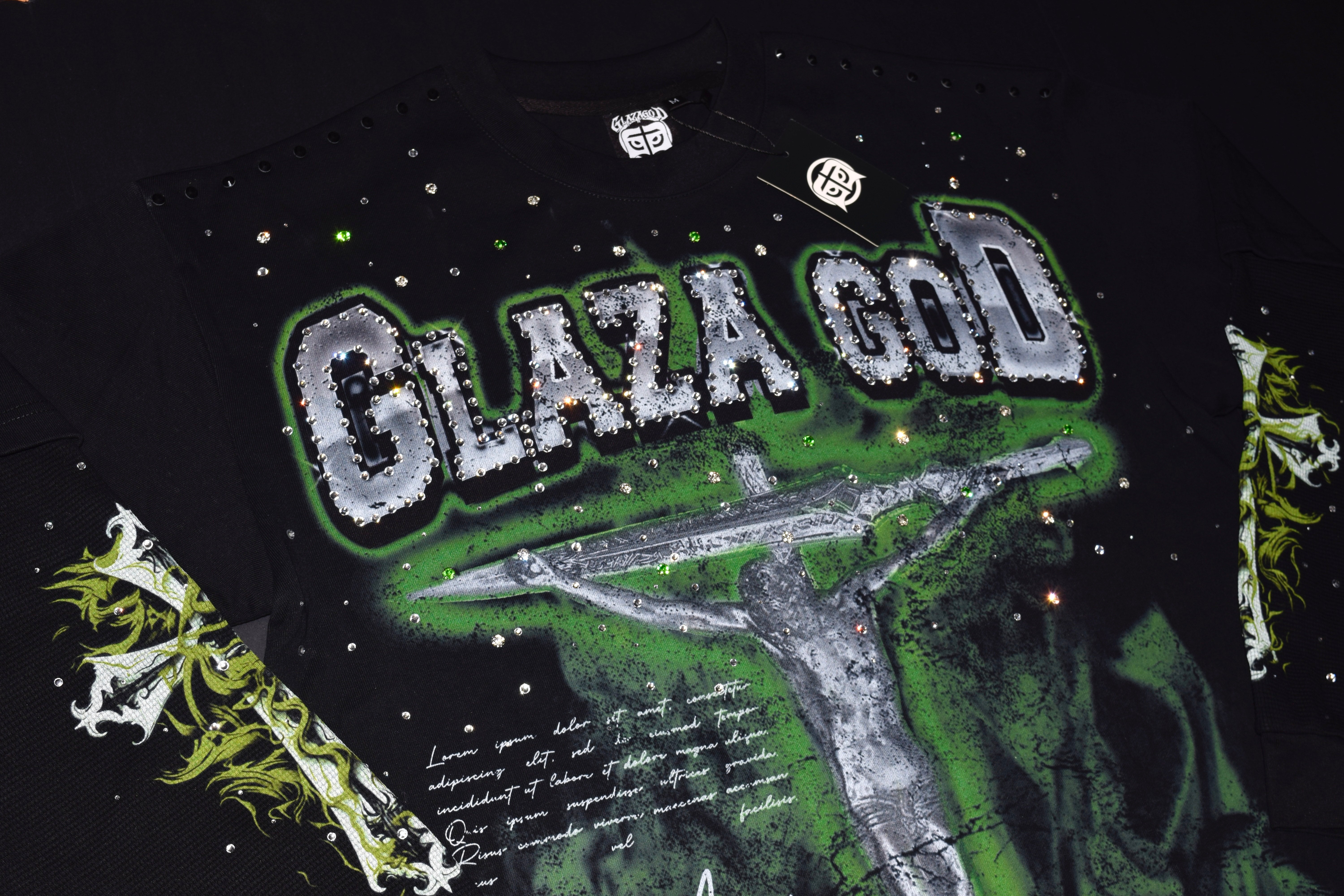 CRUCIFIXION - Long Sleeve-GREEN VOL.122 – GLAZA GOD