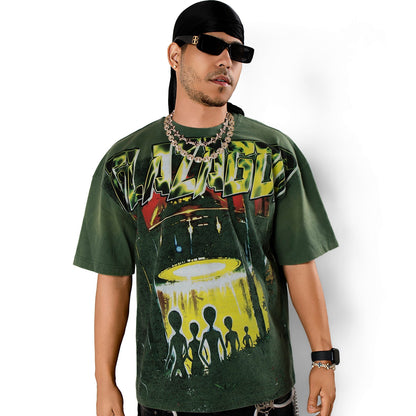Luz Verde- Heavyweight Acid Wash Oversized Tee