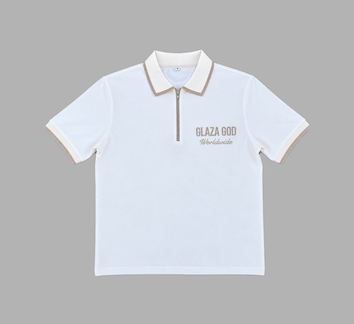 Zipper Polo Shirt - White Premium (Run  Small) | GLAZA GOD⁠ 1