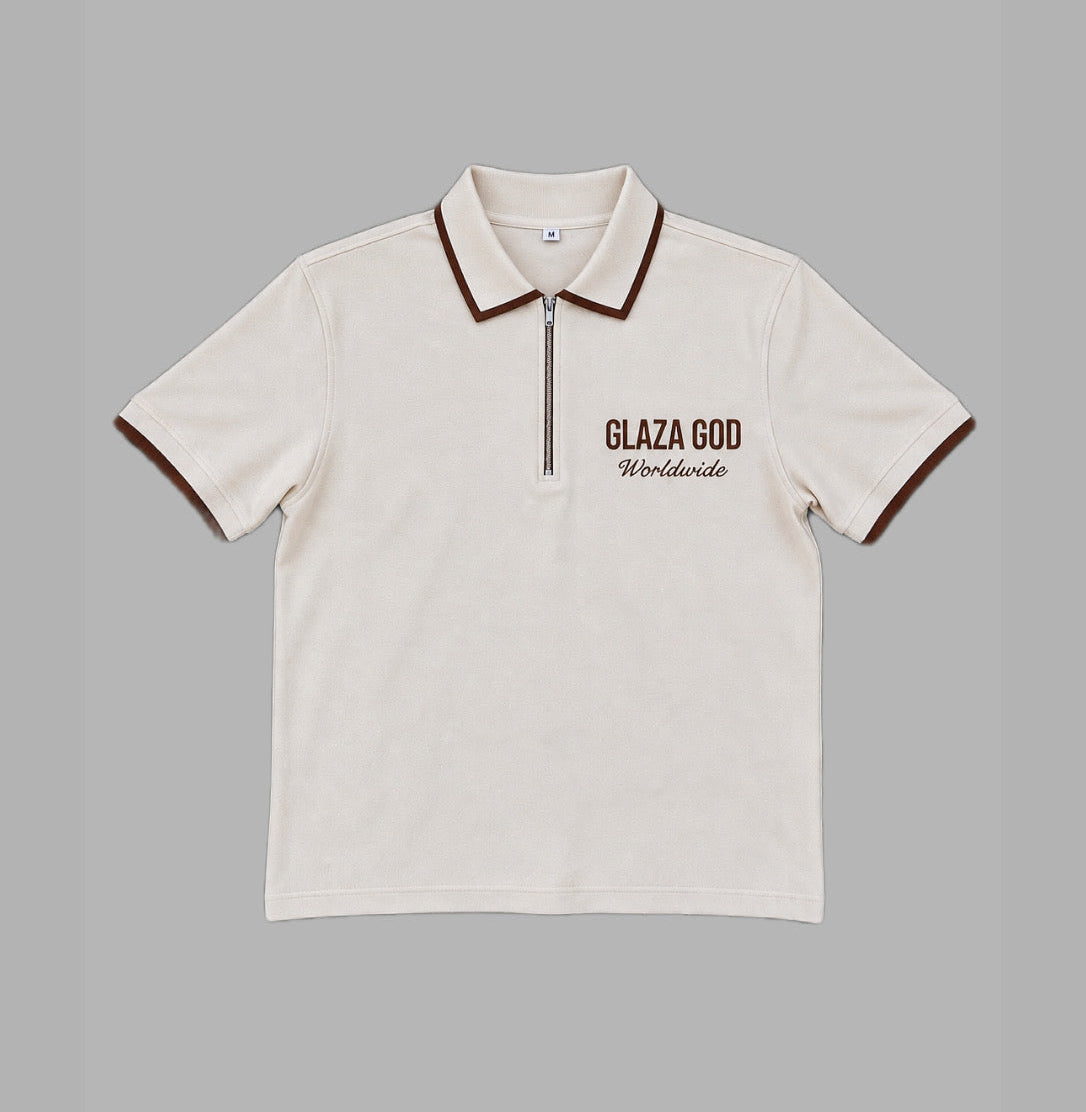 Zipper Polo Shirt - Cream Premium (Run Small) | GLAZA GOD⁠ 2