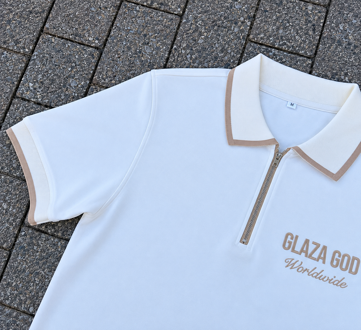 Zipper Polo Shirt - White Premium (Run  Small) | GLAZA GOD⁠ 1