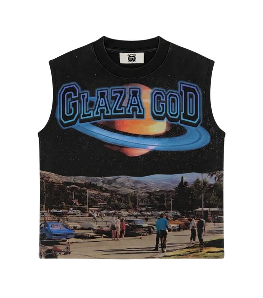 Galaxy – Heavyweight Acid Wash Sleeveless Tee BLUE