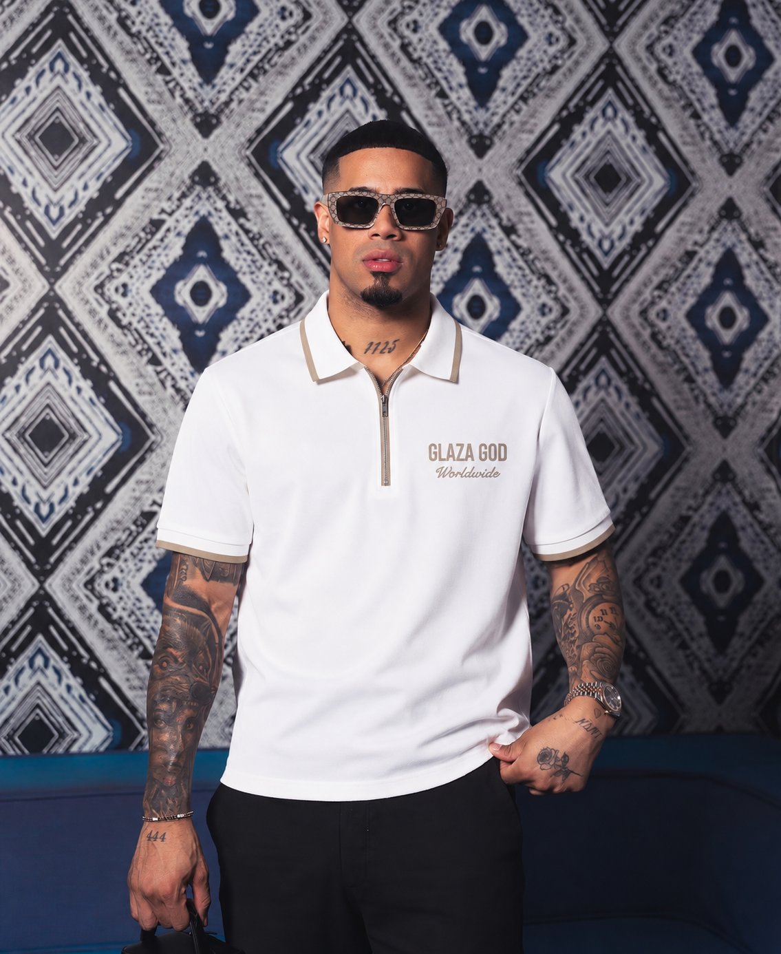 Zipper Polo Shirt - White Premium (Run  Small) | GLAZA GOD⁠ 1