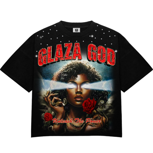 Flowers - Heavyweight Terry Oversized Tee- Black